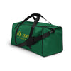 green & black duffle bag